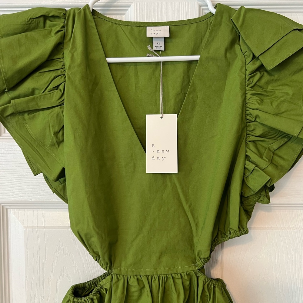 a new day Olive Green Ruffle Sleeve Midi Dress - Picture 6 of 7